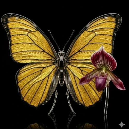 Spot Healing Brush Online Free tool demo showing how to remove Gemini watermark from image with a yellow butterfly.